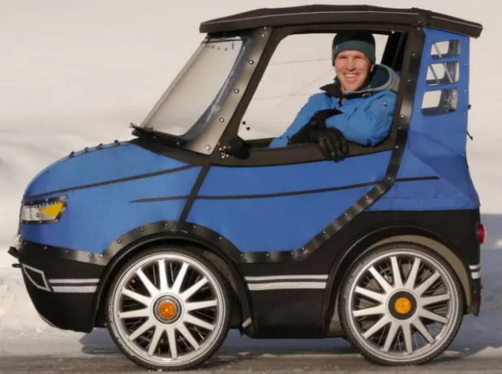 It looks like a toy but wait until you see this bicycle-car&nbsp;inside!